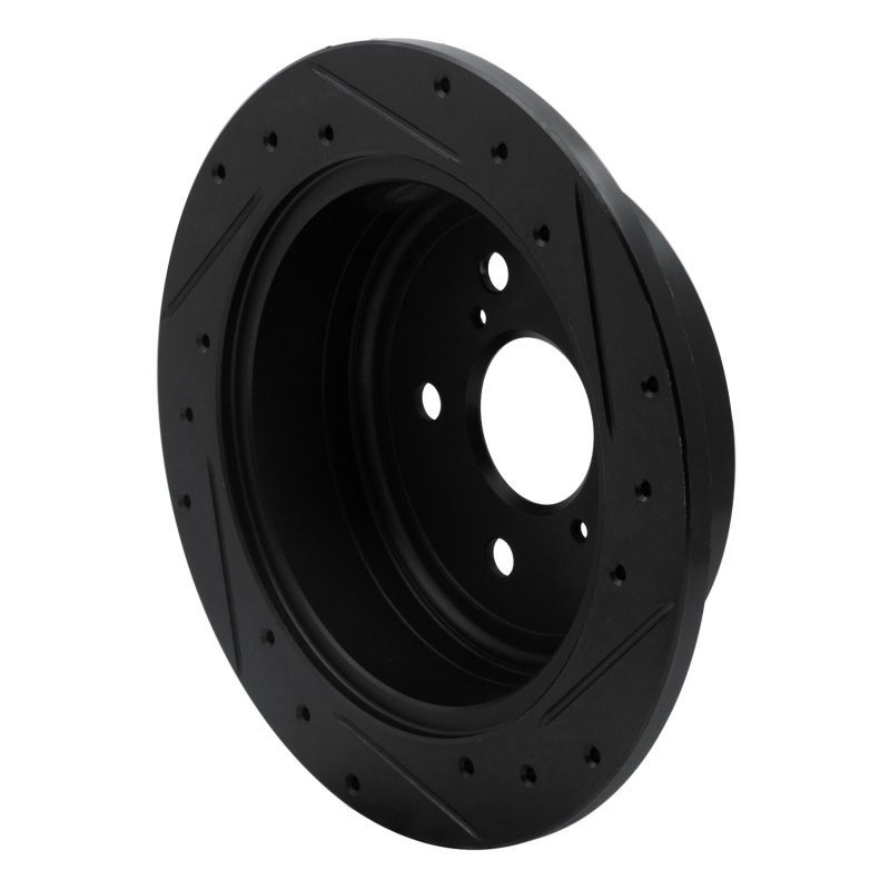 Toyota Sienna Brake Rotor (1) - Rear Left - R1 Concepts - Drilled & Slotted - Black - `04-`10